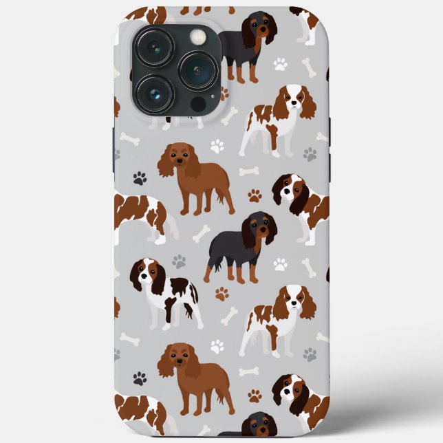Coque Cavalier King Charles Spaniel Paws and Bones (Verso)