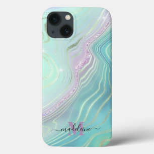 Coque d'agate de cristal d'Aqua clair en marbre Ir