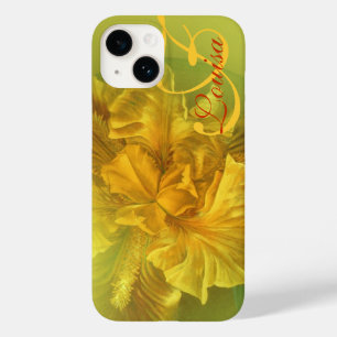 Coque d'art jaune fleuri iris