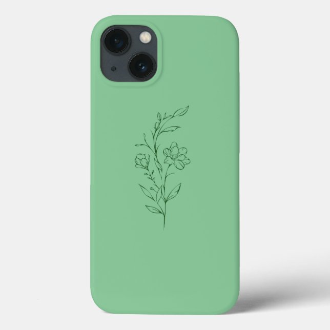 Coque de fleurs vertes pour iPhone 13 (Verso)