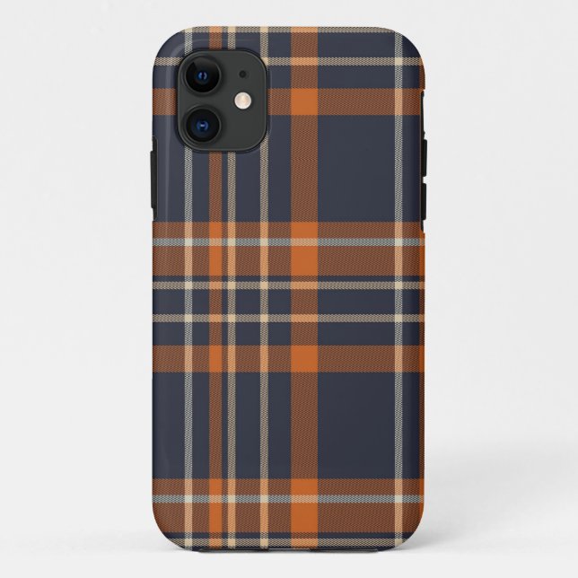 coque de iPhone à carreaux orange et bleu (Dos)