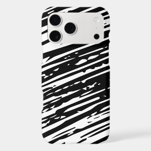 Coque de téléphone à rayures abstraites noires et