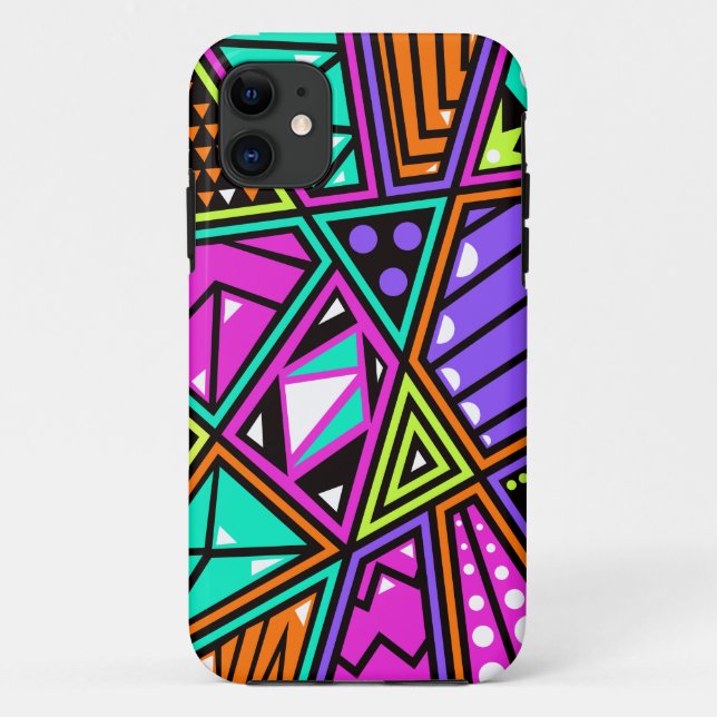coque de téléphone abstraite néon colorée (Dos)