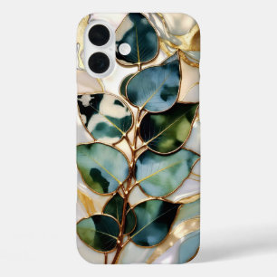 Coque de téléphone en verre à motif de feuille d'e