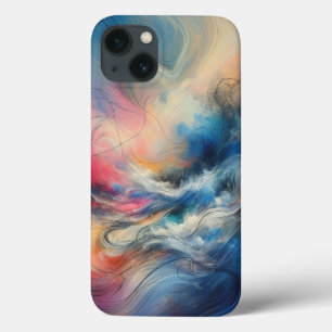 Coque de téléphone Modern Ethereal Cloud Flow Bleu