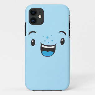 Coque de visage bleu souriant Kawaii