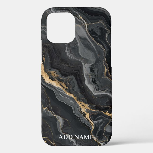 Coque Design en marbre de luxe - Ajouter votre nom (Verso)