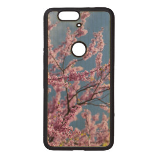 Coque En Bois Nexus 6 Cas rose de téléphone de fleur de la connexion 6p