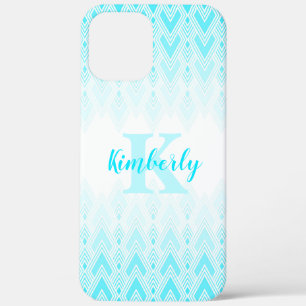 Coque en forme de diamant bleu avec initiale et no