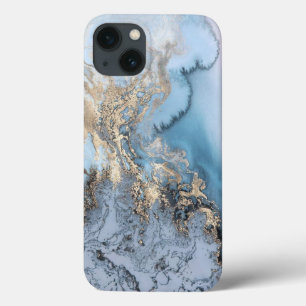 Coque en marbre bleu clair et or pour iPhone 6/6 s