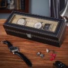 Coque Enchantant de montres en cuir noir gravé