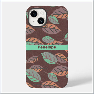 Coque Feuille moderne Mint Green Orange et violet-