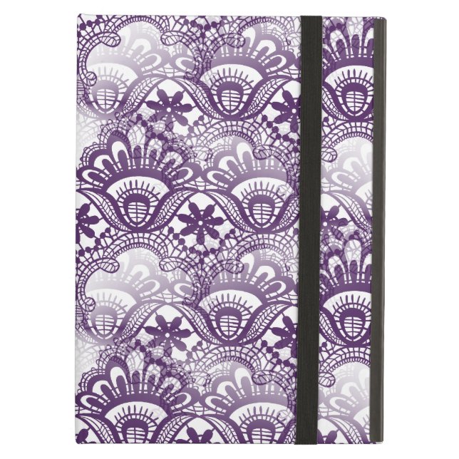 Coque iPad Air Cool Vibrant détendu dentelle violette Damas motif (Devant fermé)