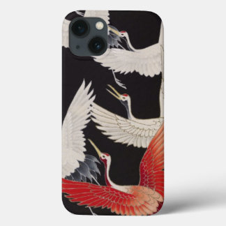 coque ipad japonais vintage de grues textiles