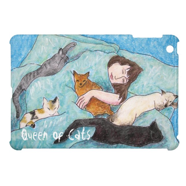 Coque iPad Mini Cas d'iPad de bande dessinée de chat d'amusement (Dos Horizontal)