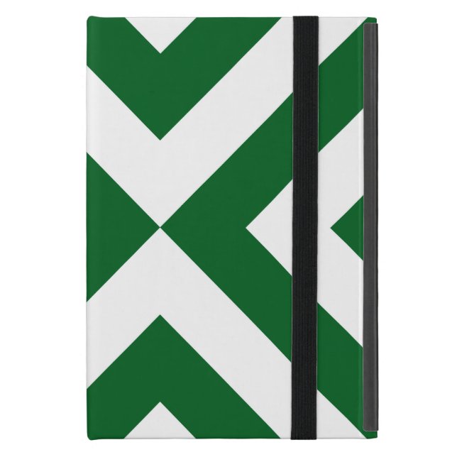 Coque iPad Mini Chevrons verts et blancs (Devant fermé)