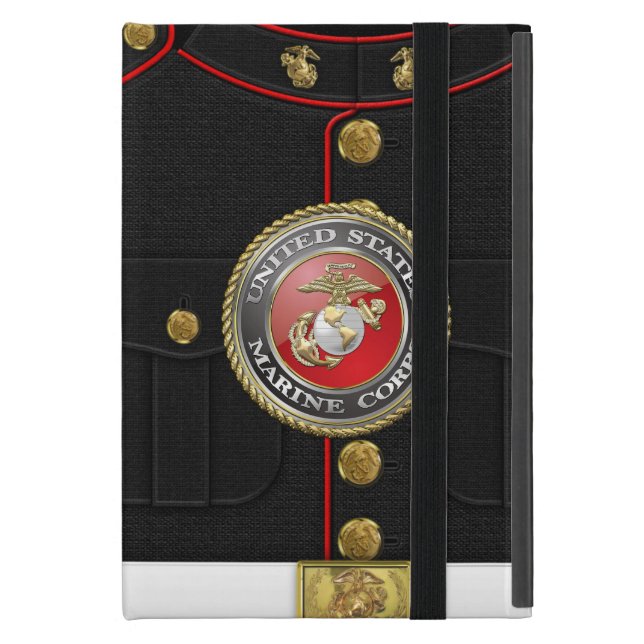 Coque iPad Mini Emblème d'usmc et uniforme [3D] (Devant fermé)