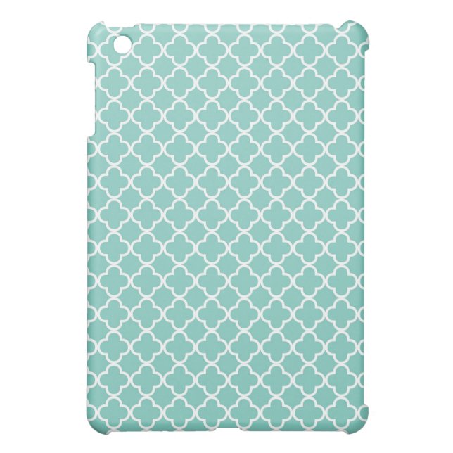 Coque iPad Mini Motif de trèfle de Quatrefoil d'Aqua (Dos)