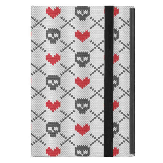 Coque iPad Mini Motif tricoté avec des crânes (Devant fermé)