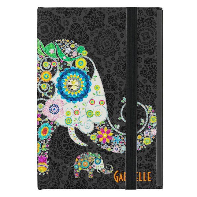 Coque iPad Mini Retro Floral Elephant Design (Devant fermé)