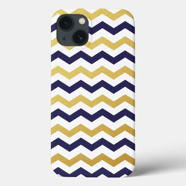 Coque ipad Motif Gold et Navy Blue Chevron (Verso)
