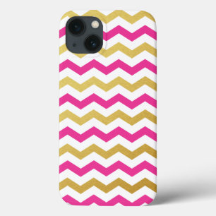 Coque ipad Motif Gold & Pink Chevron