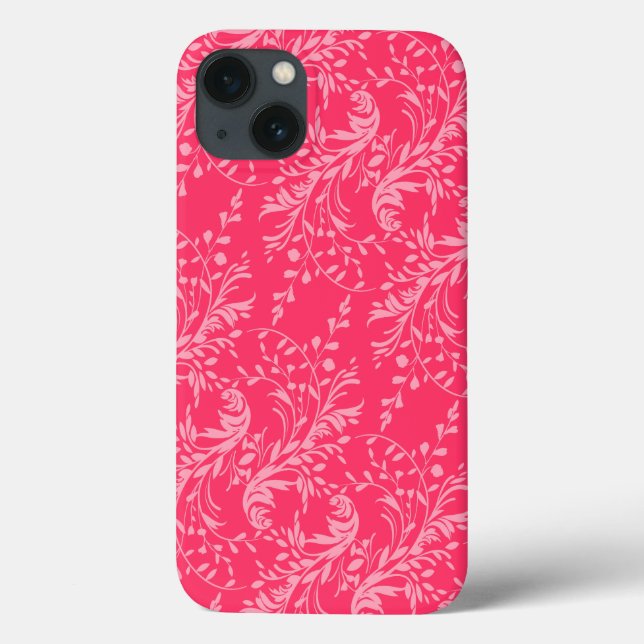 coque ipad rose rouge damassé fleur sauvage (Verso)