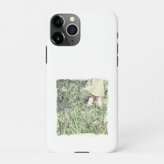 COQUE iPhone 11Pro されしなじ  つくしの生えている風そよぐ草原に立つ女性の足元のイラスト