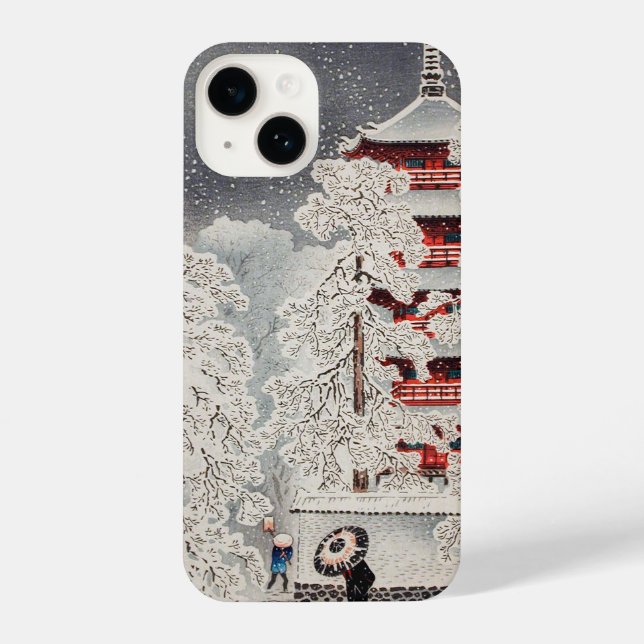 Coque iPhone 浮世絵 ukiyoe 高橋松亭 「浅草の雪」iPhone 14ケース (Verso)