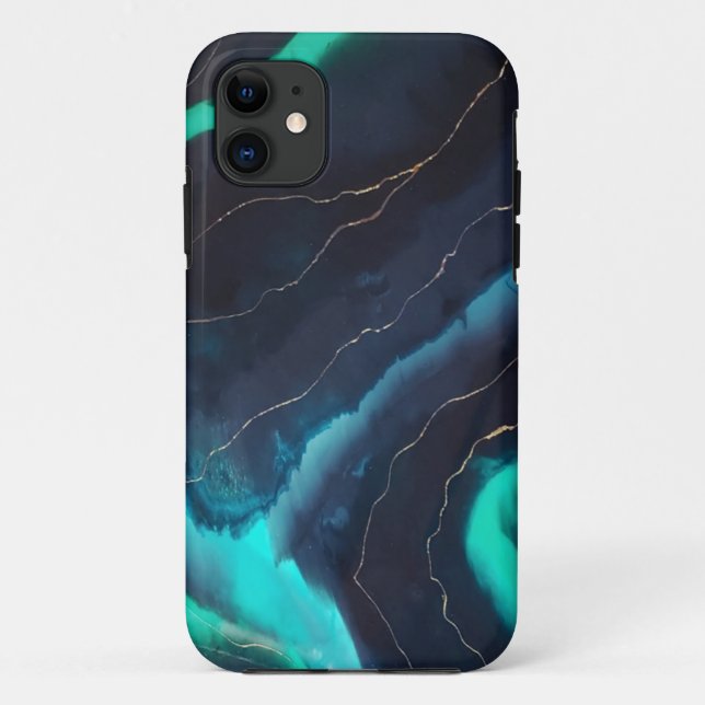 Coque IPhone 11 à tourbillon bleu profond (Dos)