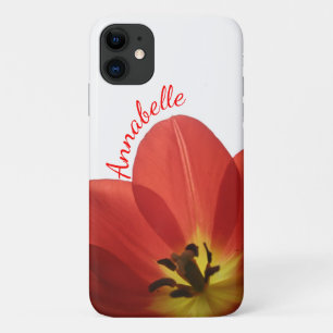 Coque iPhone 11 Belle Tulipe rouge avec nom   coque iphone floral