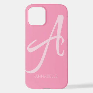 Coque iPhone 12 Un coque iphone rose personnalisé Monogramme