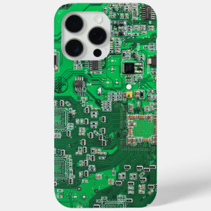Coque iPhone 15 Pro Max Carte de circuit Geek d'ordinateur vert