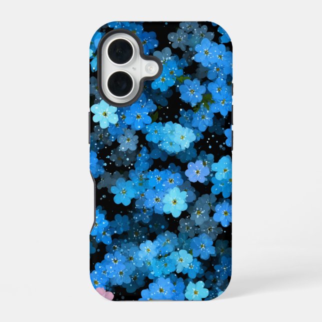 Coque iPhone 16 Abstract Blue Flowers (Verso)