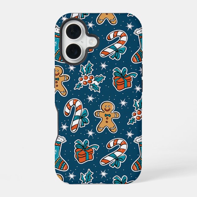 Coque iPhone 16 Aesthetic Christmas Pattern Santa Candy (Verso)