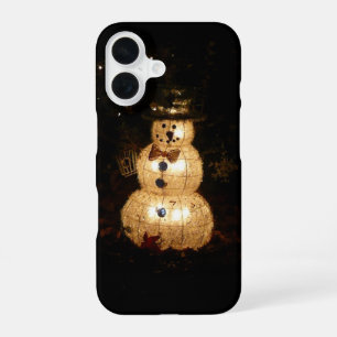 Coque iPhone 16 Affichage de lumières de vacances de bonhomme de n