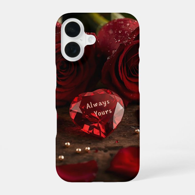 Coque iPhone 16 Always Yours Red Rose Romantic Valentine Aesthetic (Verso)