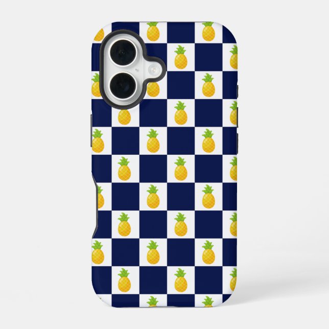 Coque iPhone 16 Ananas À damiers coque iphone (Verso)