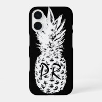 Ananas dessin noir et blanc monogramme personnalis