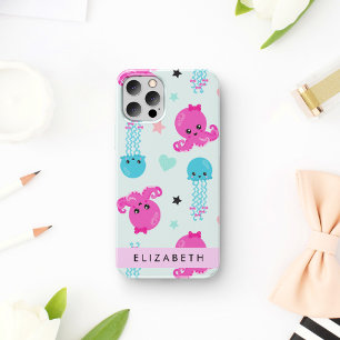 Coque iPhone 16 Animaux de mer, Pieuvre, Méduse, Cœurs, Votre Nom
