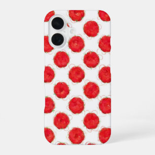 Coque iPhone 16 Aquarelle Motif de répétition Fruit rouge