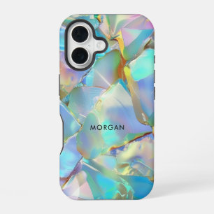Coque iPhone 16 Arrière - plan opal et nom noir