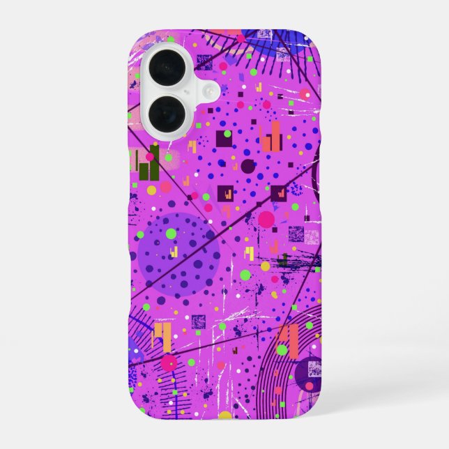 Coque iPhone 16 Art abstrait : Glitch violet (Verso)