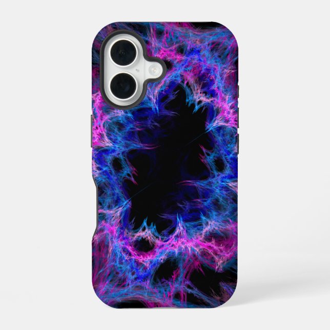 Coque iPhone 16 art abstrait rose et bleu (Verso)