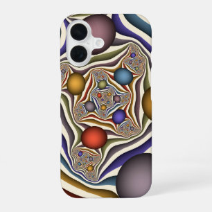 Coque iPhone 16 Art fractal abstrait moderne et coloré qui s'envol