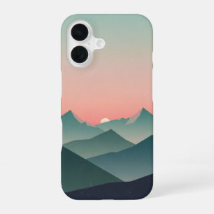 Coque iPhone 16 Aube de montagne rétro pastel