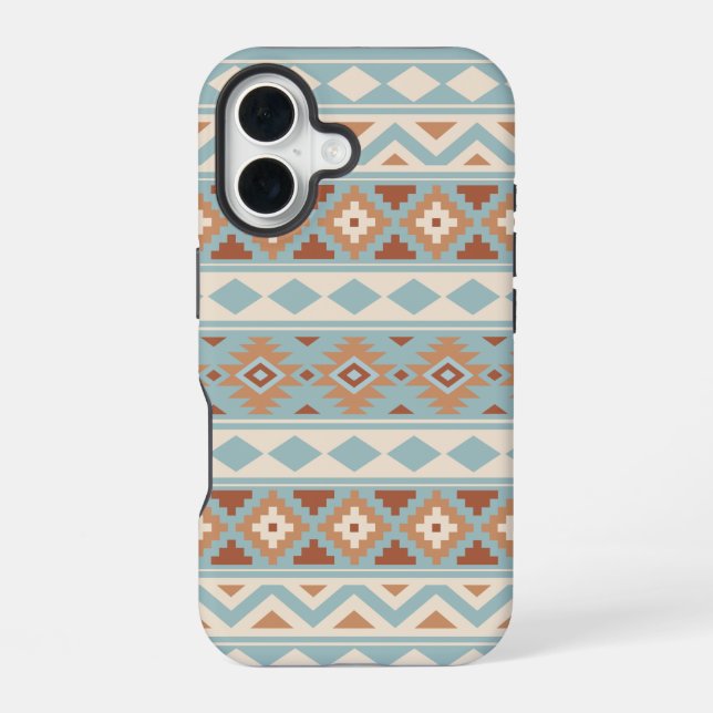 Coque iPhone 16 Aztec Essence Ptn IIIb Blue Cream Terracottas (Verso)