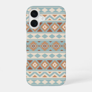 Coque iPhone 16 Aztec Essence Ptn IIIb Blue Cream Terracottas