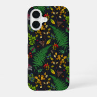 Baies forestières, feuilles et insectes sur fond g
