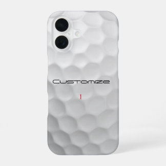 Coque iPhone 16 Balle de golf blanche texturée avec nom et numéro